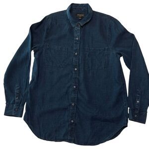 Banana Republic Womens Boyfriend Fit Lyocell Shirt Chambray Button Up Large Blue